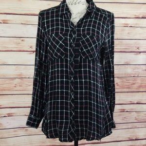 Like New Maurices Black plaid shirt with snaps